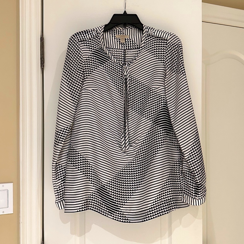 Burberry Brit Blouse, Size XS, Black and White